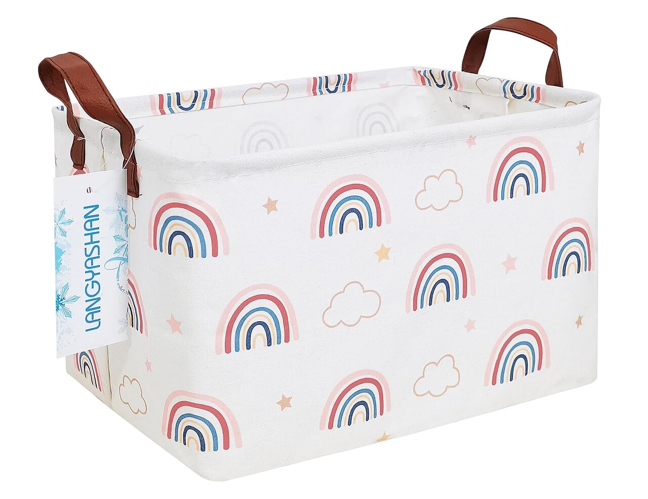 Rectangular Storage Bin Collapse Canvas Fabric Cartoon Storage Basket with Handles for Organizing